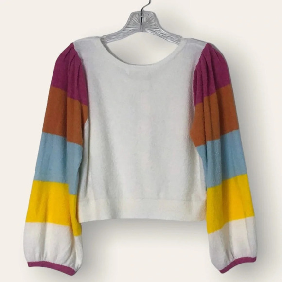 NEW LoveShackFancy Aidyn Crop Knit Puff Sleeve Cardigan in Malibu Sunset XS NWT - Picture 9 of 9